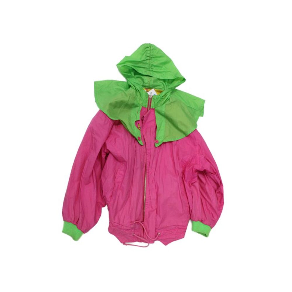 Oilily Girls Front Zip Colorblock Hooded Jacket Pink Green Size 140cm